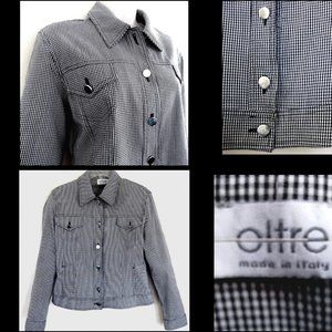Black and white checked jacket 10 Italy 44 Pockets Light Oltre Buttons Checks